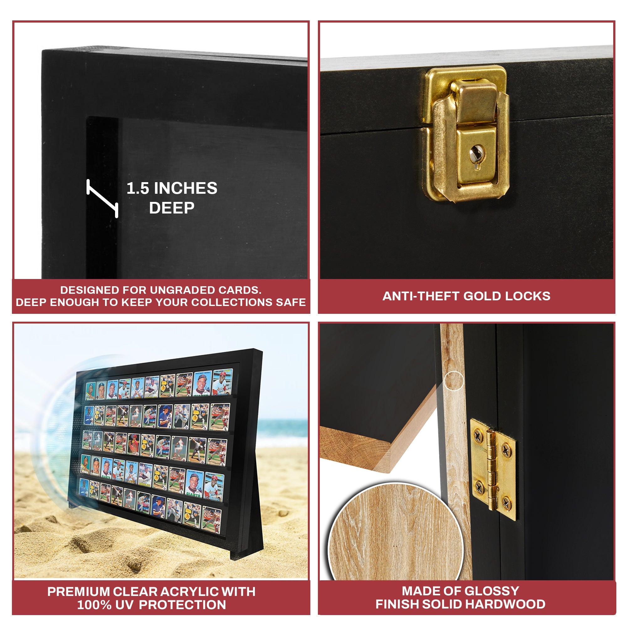 Card Display Case Tabletop with Standing Legs