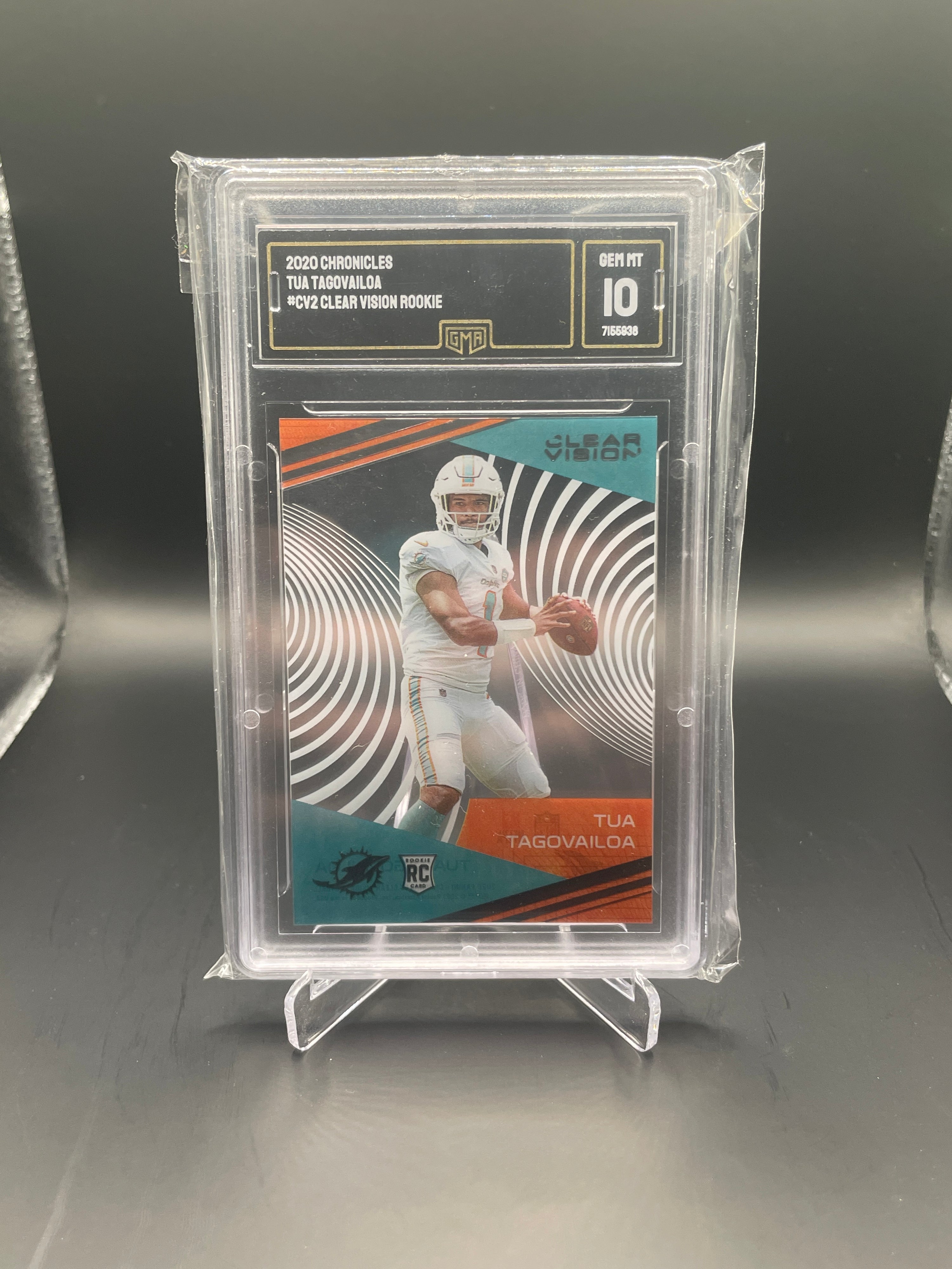 2020 Panini Chronicles Tua Tagovailoa Clear Vision RC #CV2 Dolphins GMA 10